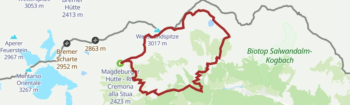 Route map: Tour of the Weißwand/Parete Bianca